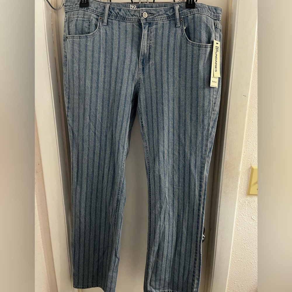 No Boundaries Lowrise Denim Striped Boot Cut Jeans